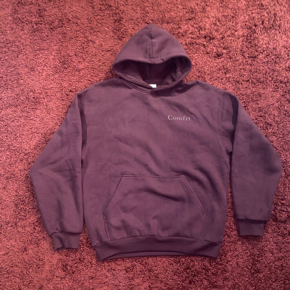 Comfrt Hoodie Men’s Size Large Maroon Pullover Fleece Hooded Sweatshirt - Picture 8 of 11